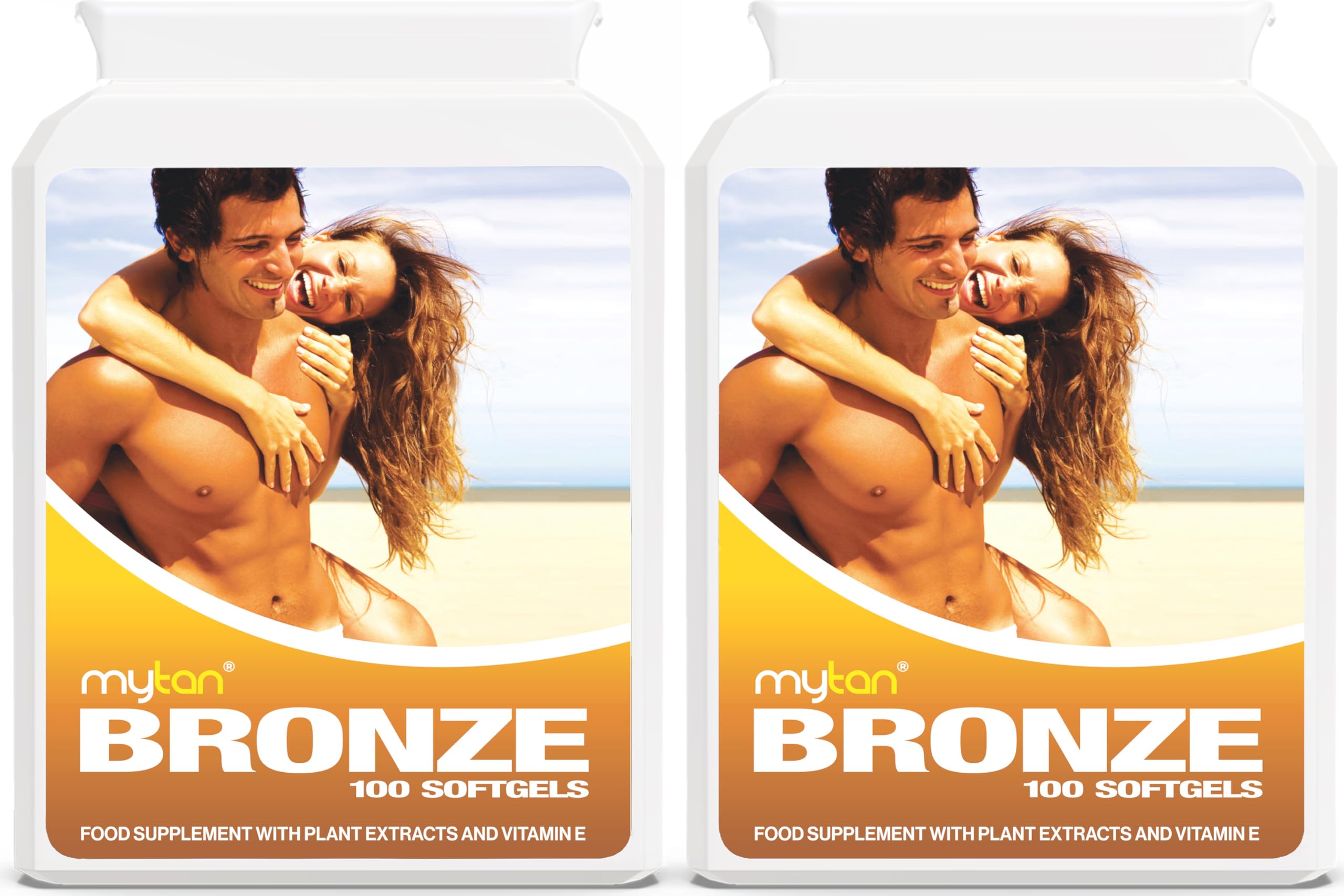 MyTan Bronze Tanning Pills Twin Pack front view with 200 softgels
