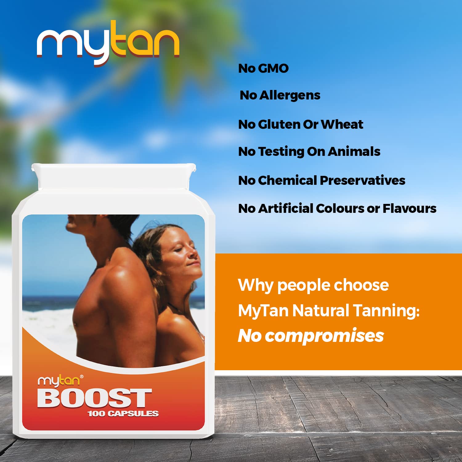 MyTan Tanning Pills lifestyle scene with sunbed