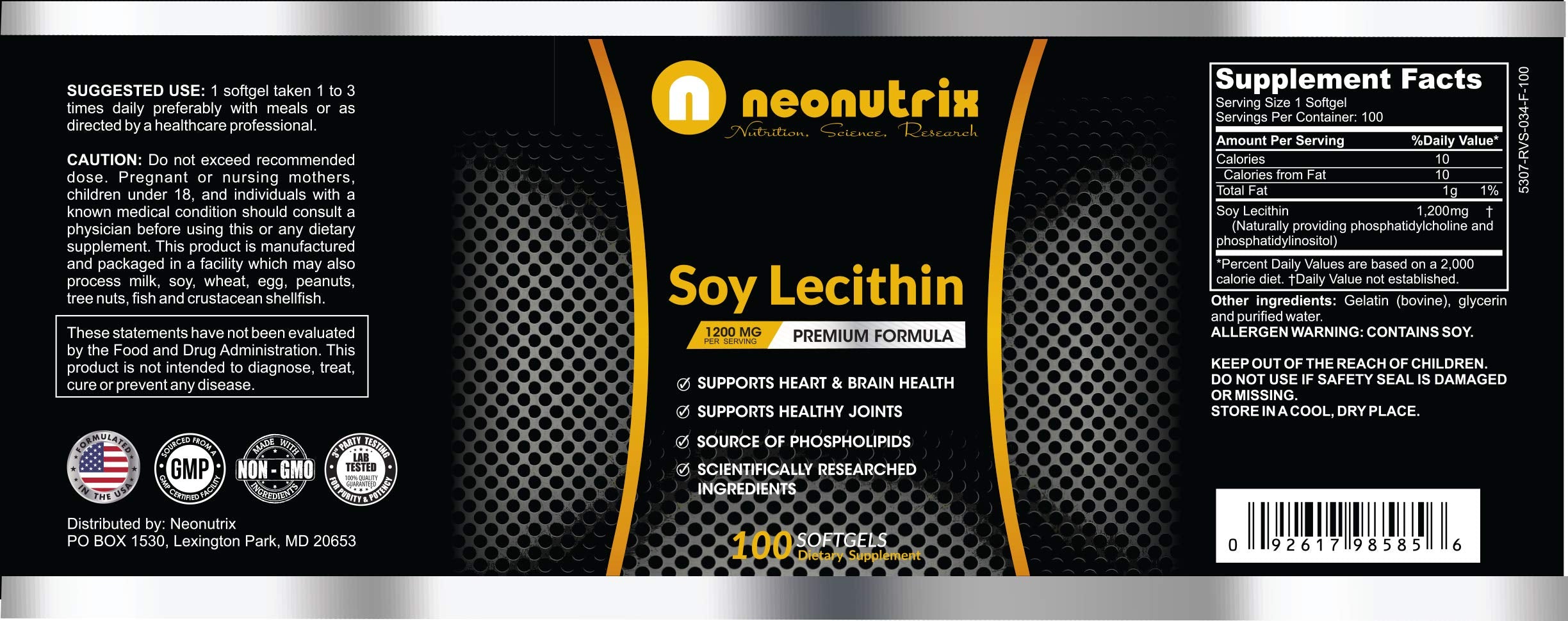 N NEONUTRIX Soy Lecithin Capsules close-up