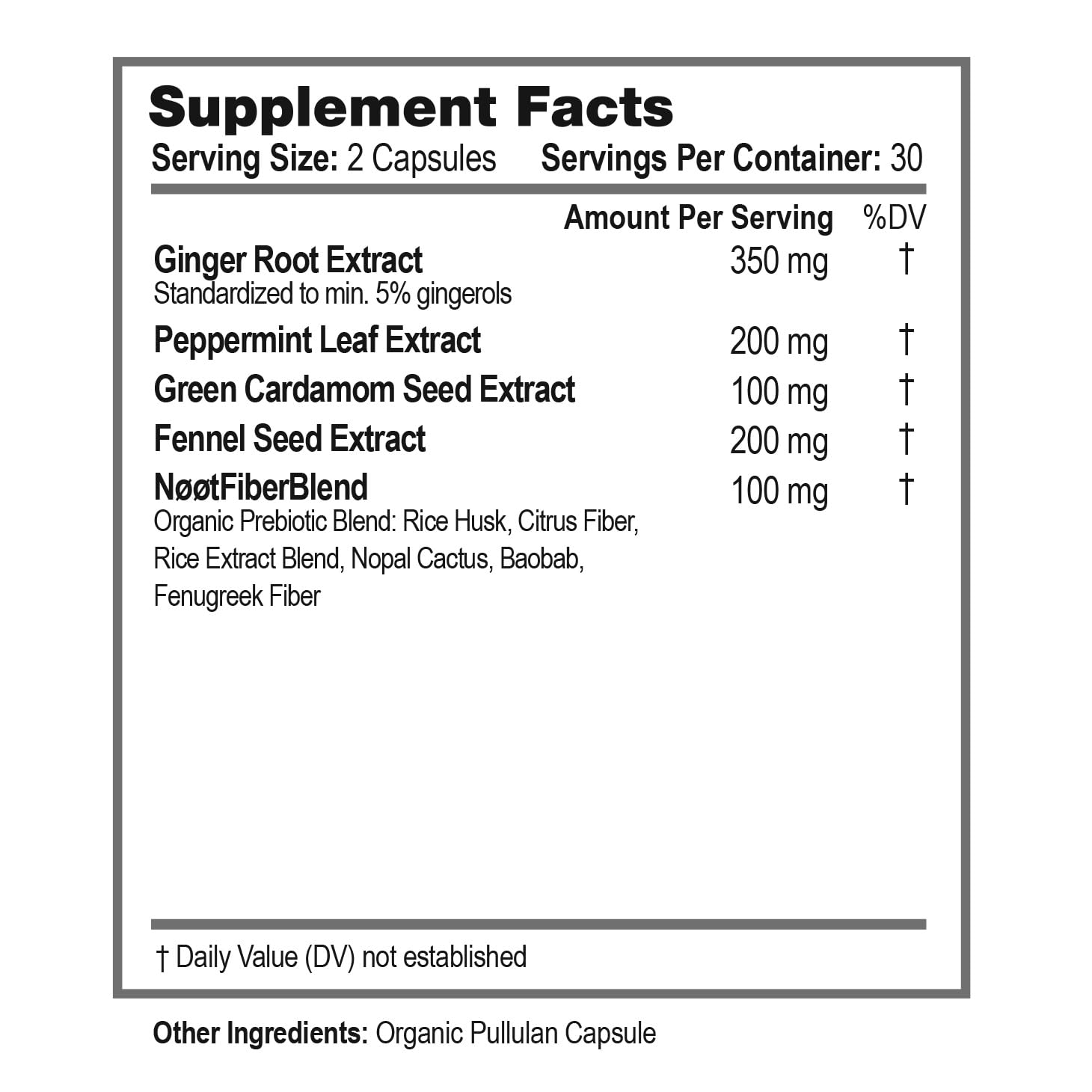 NØØT Ginger Root Supplement capsule close-up