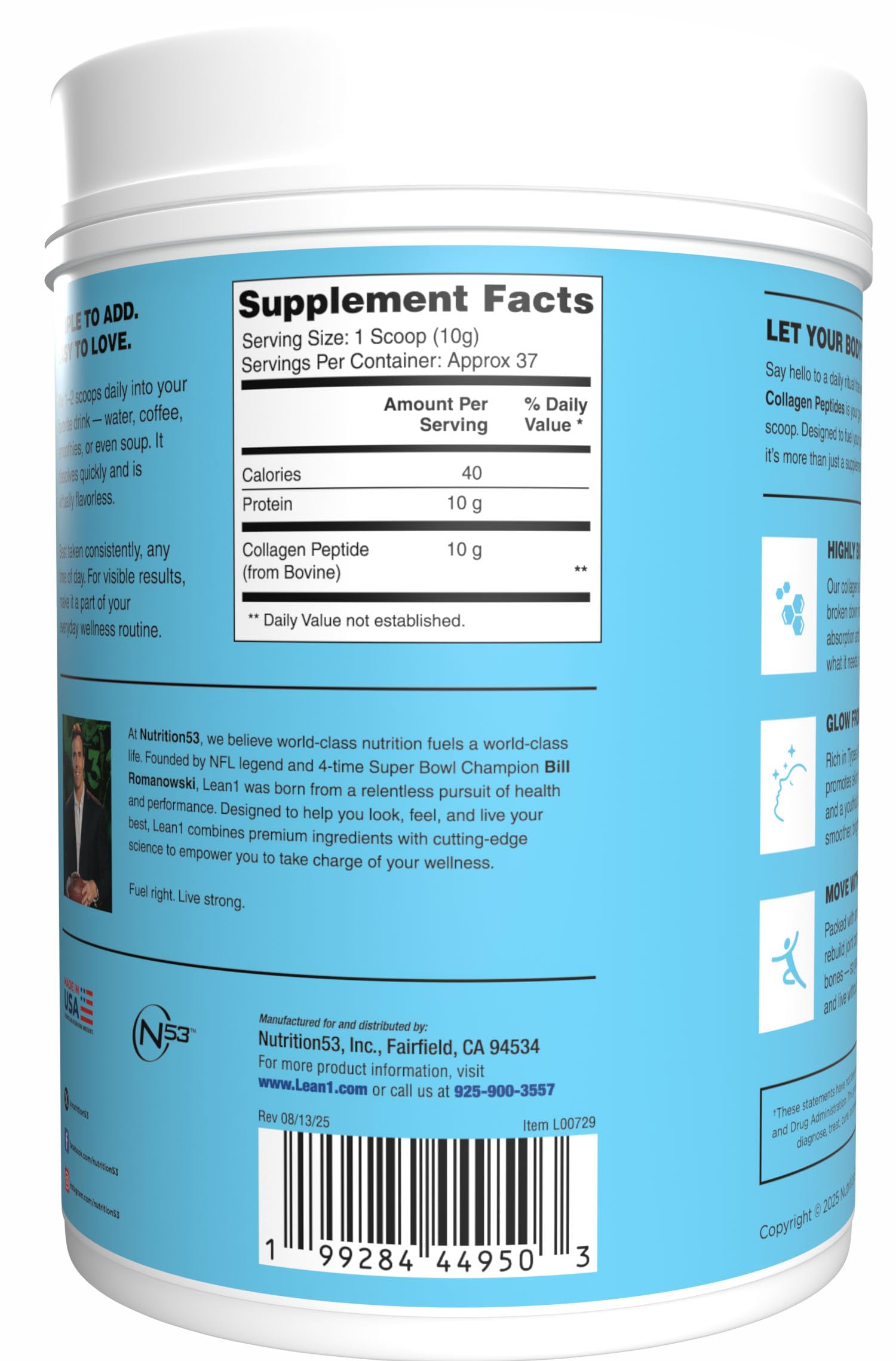 N53 Collagen Supplement 366g back view