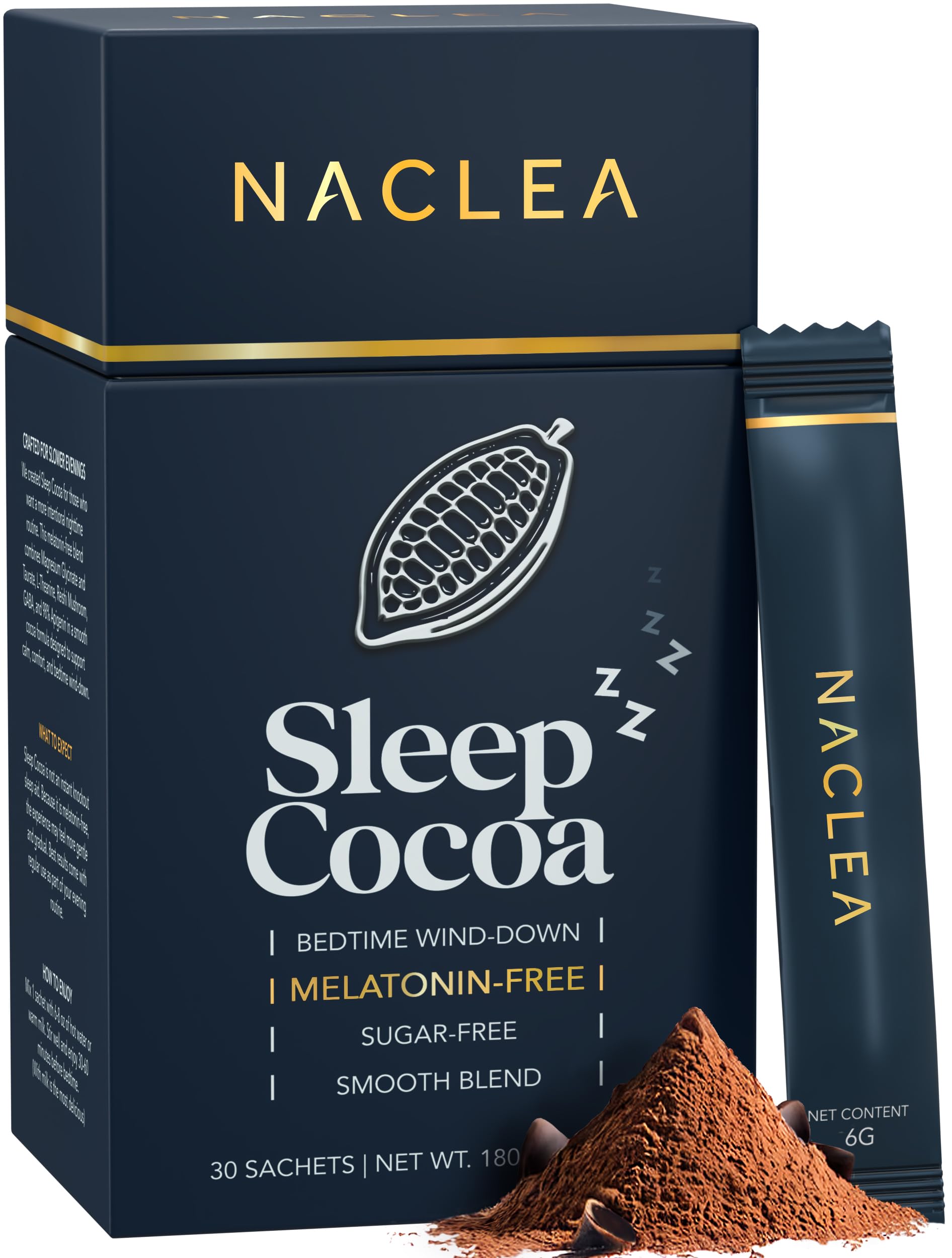 NACLEA Magnesium Hot Cocoa Sleep Drink packaging front view
