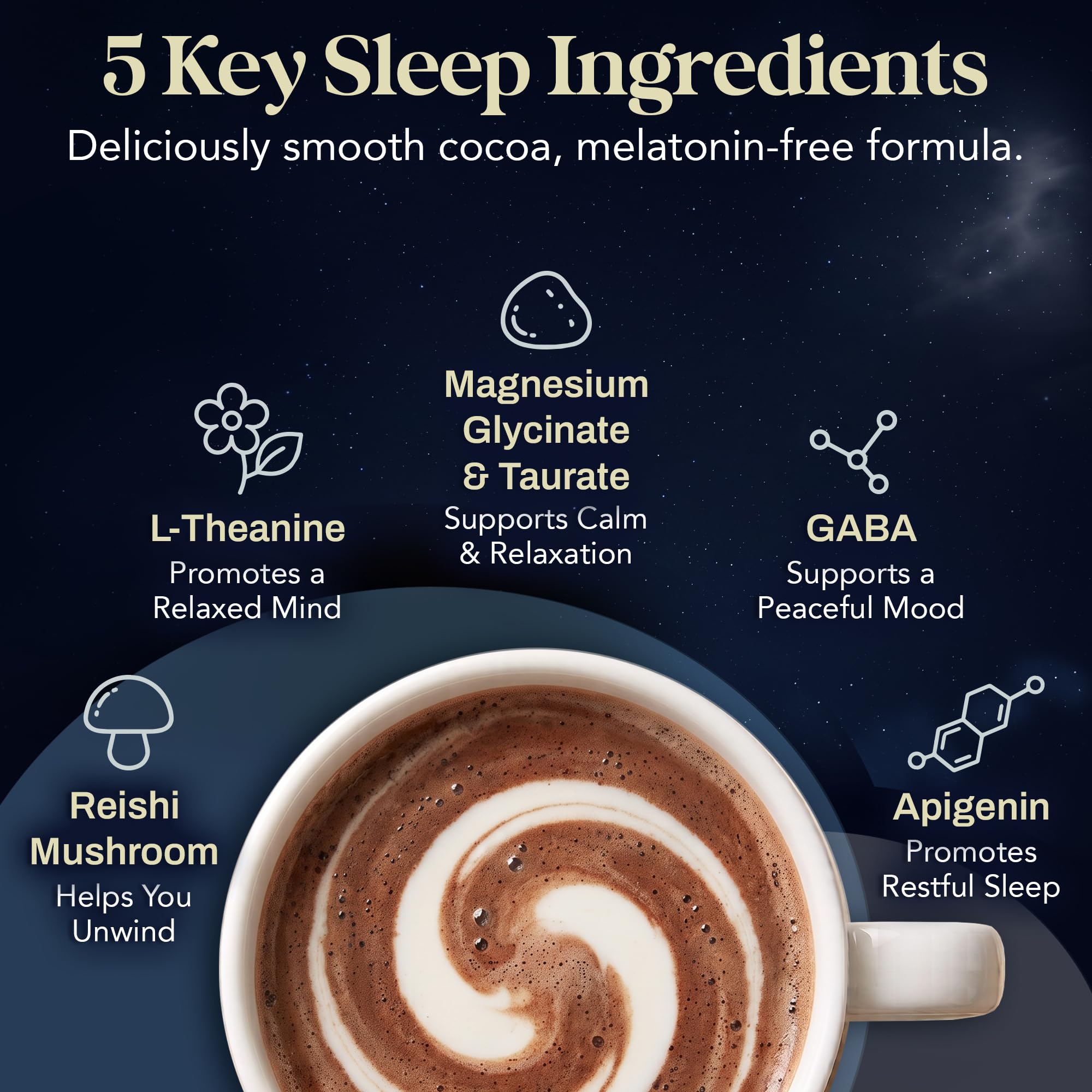 NACLEA Magnesium Hot Cocoa Sleep Drink powder in a cup
