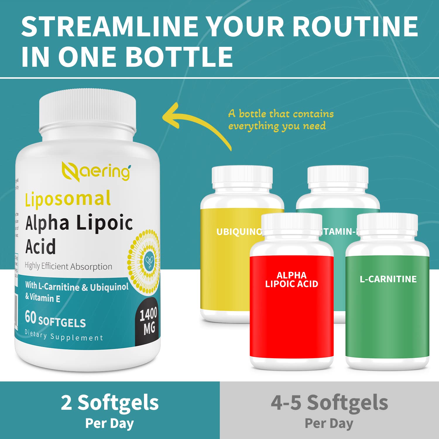 Naering Alpha Lipoic Acid supplement capsules close-up