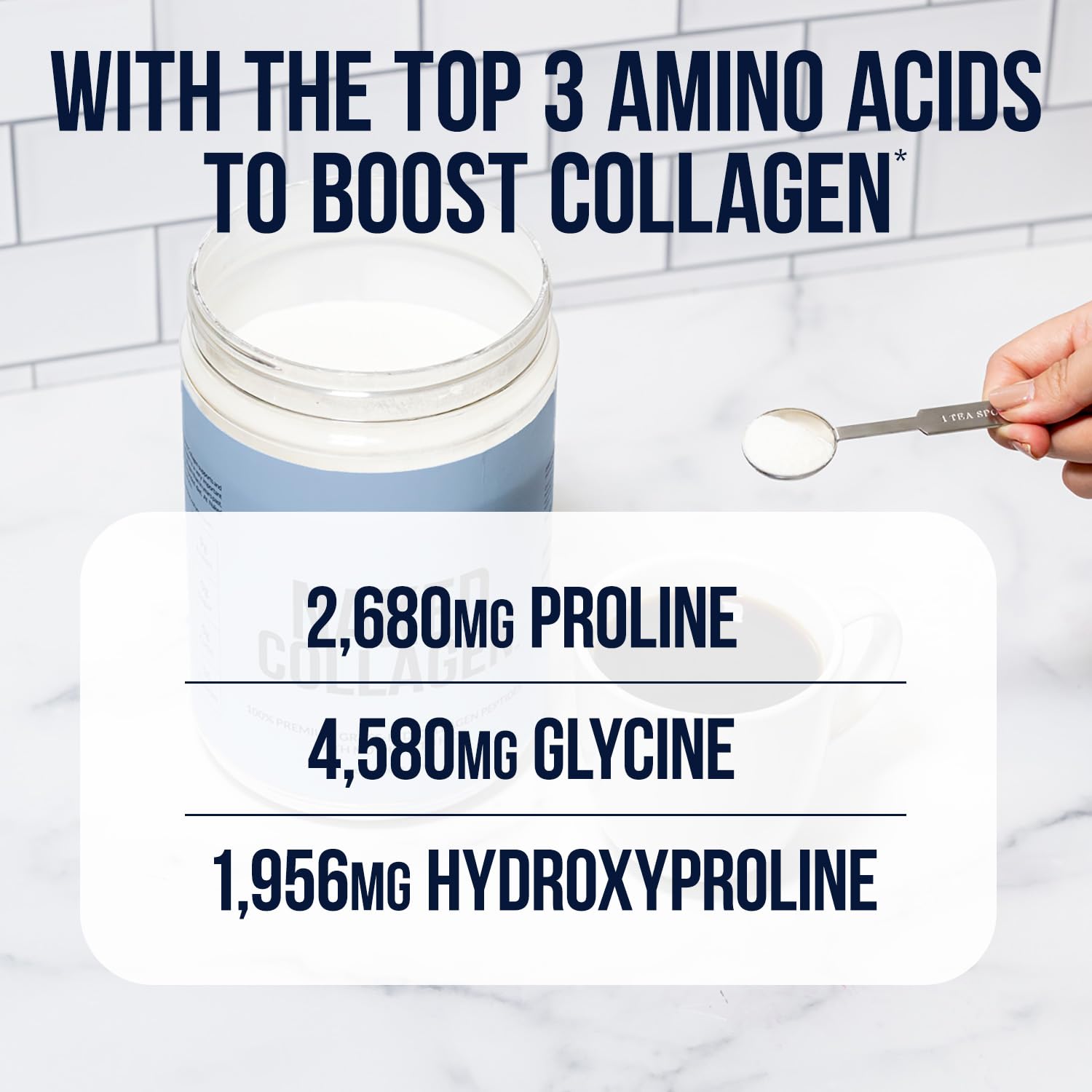 NAKED Collagen Peptides Powder 550g scoop and powder