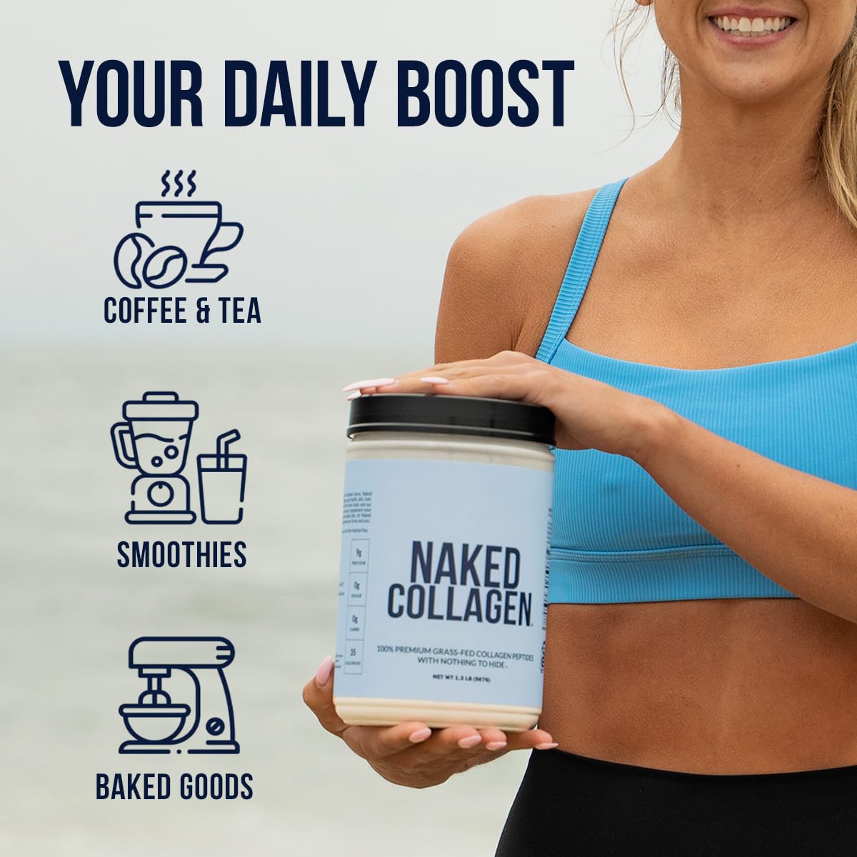 NAKED Collagen Peptides Powder 567g in a smoothie preparation