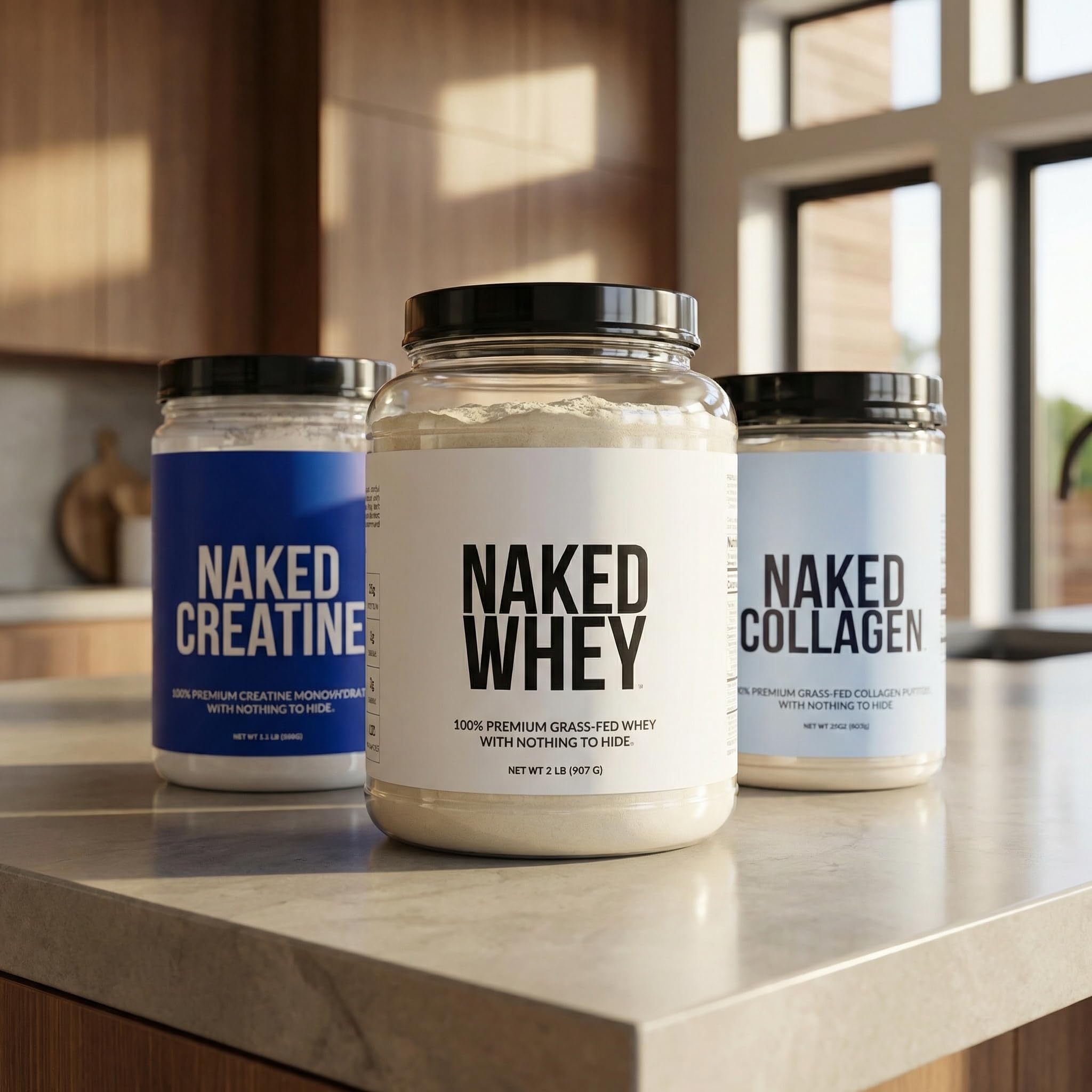 NAKED Creatine Monohydrate 100% Pure Micronized on a gym table