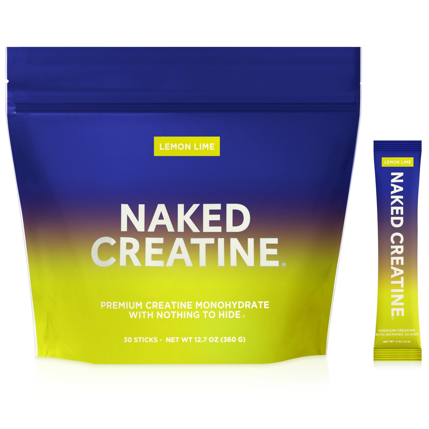 NAKED Creatine Monohydrate Lemon Lime 360g front view