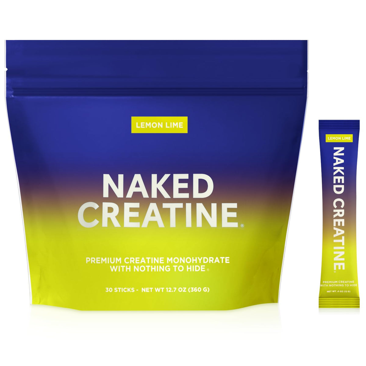 NAKED Creatine Monohydrate Lemon Lime 360g front view