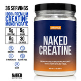NAKED Creatine Monohydrate Powder 499g back view showing ingredients