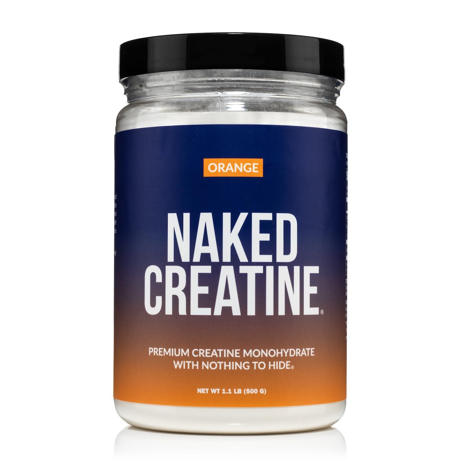 NAKED Creatine Monohydrate Powder 499g front view with orange label