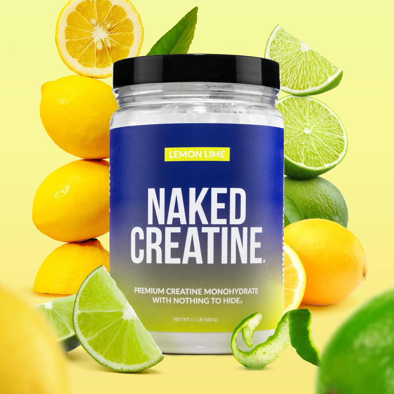 NAKED Creatine Monohydrate Powder 499g ingredients list on packaging