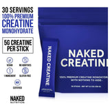 NAKED Creatine Monohydrate Stick Packs back view with nutritional information