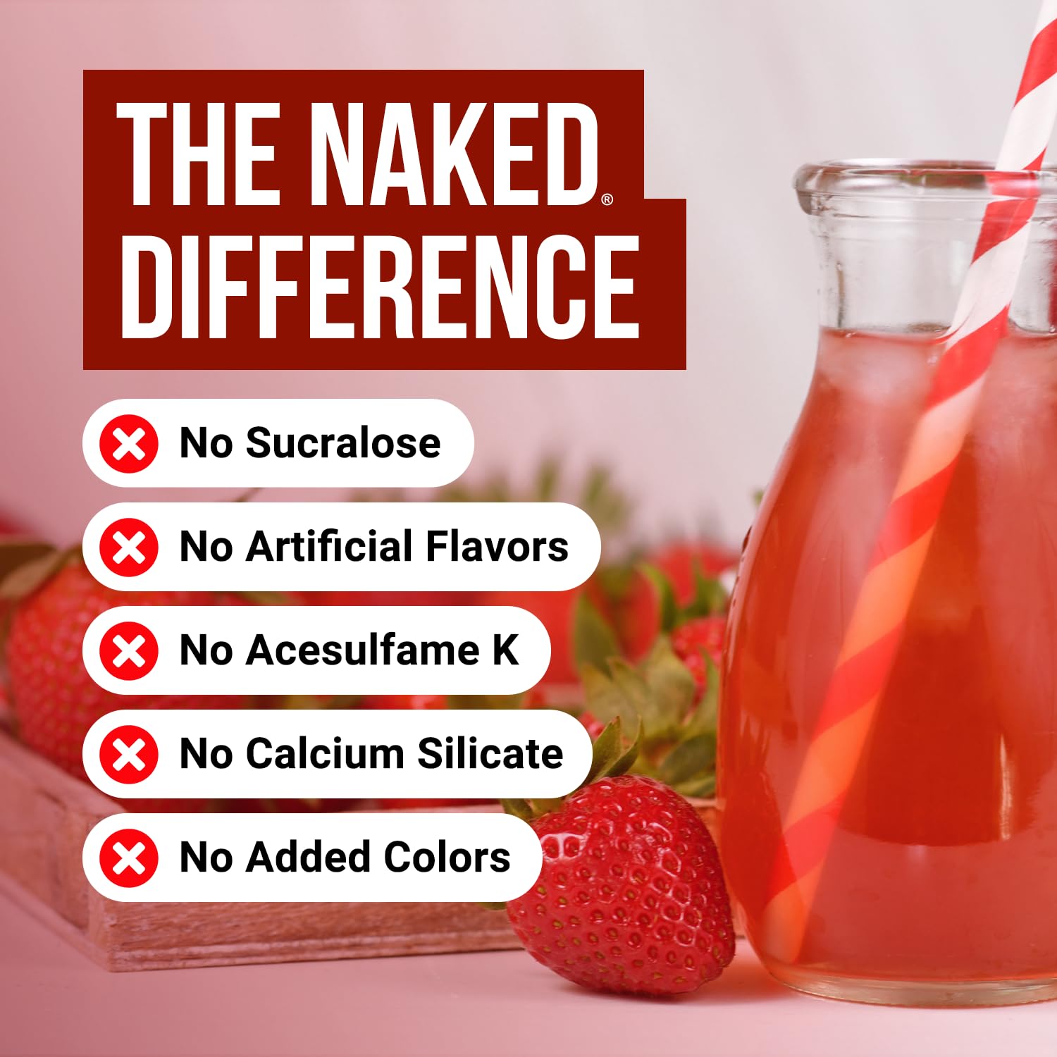 NAKED Creatine Monohydrate Strawberry 499g side view