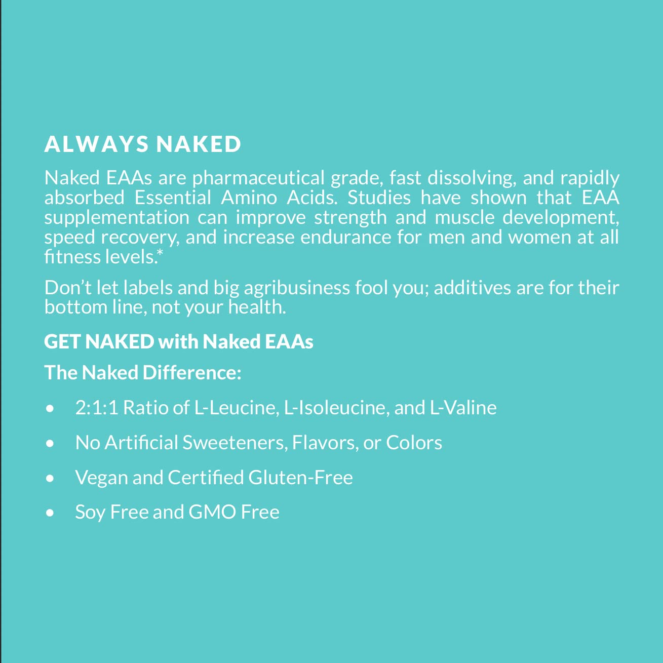 NAKED Essential Amino Acids Powder 499g ingredients list
