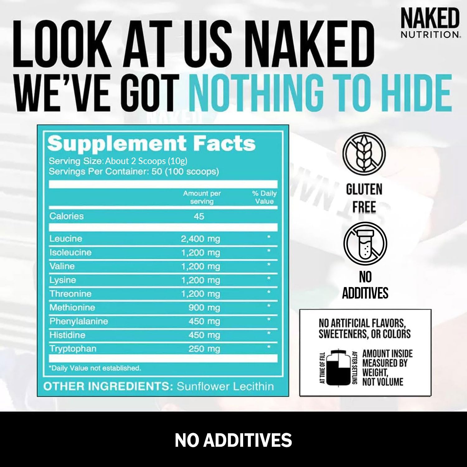 NAKED Essential Amino Acids Powder 499g scoop