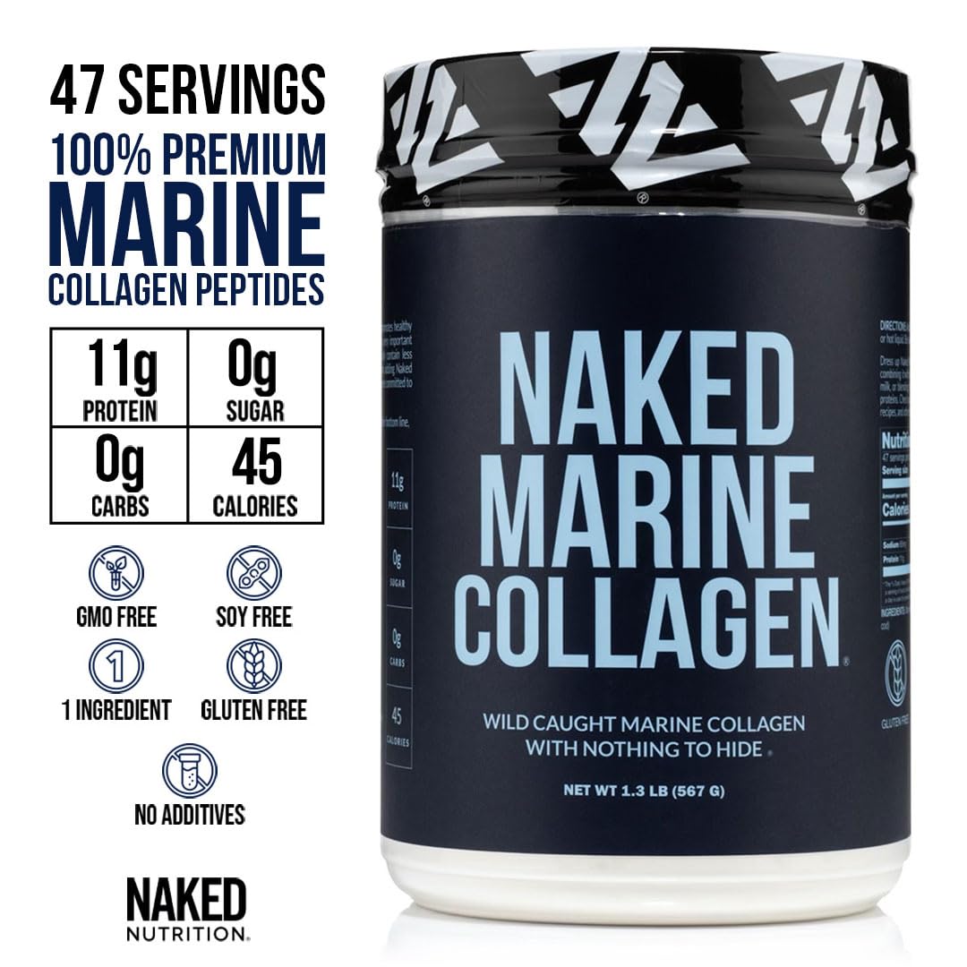 NAKED Marine Collagen Peptides Powder packaging side view