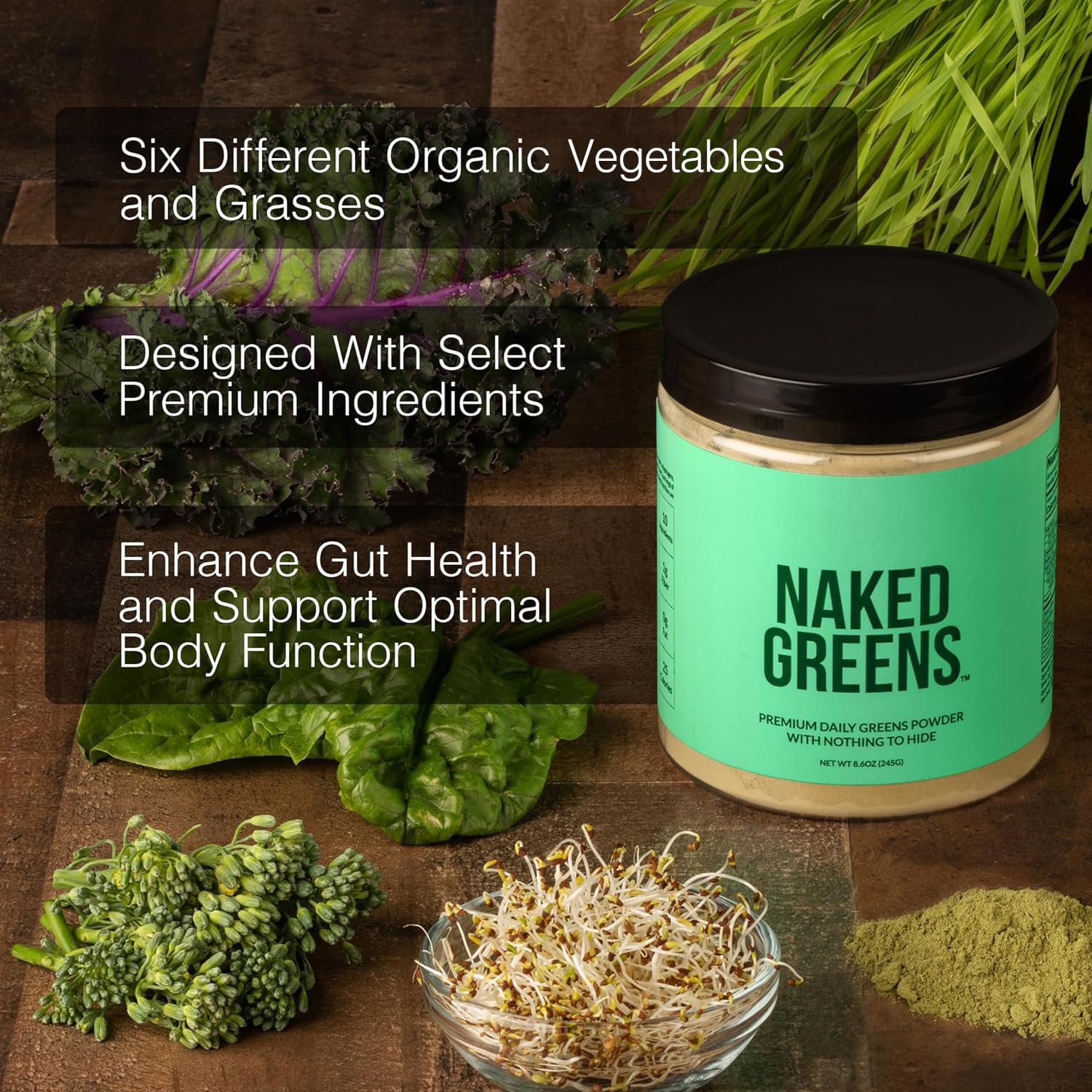 NAKED Naked Greens Organic Super Greens Powder mixed in water