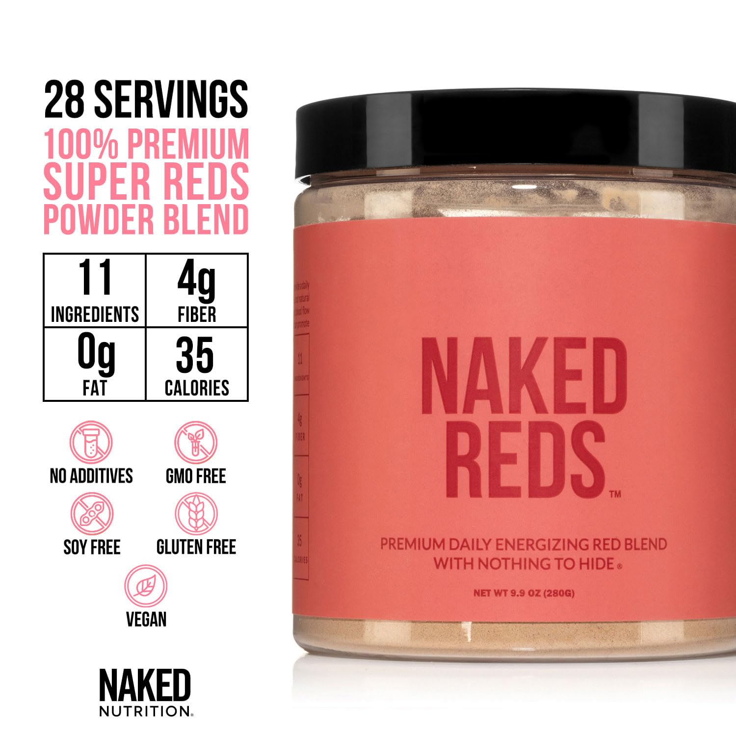 NAKED Naked Reds Superfood Powder scoop with fruit