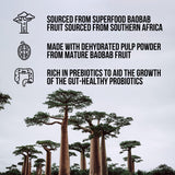 NAKED Organic Baobab Fiber Powder side view with nutritional information