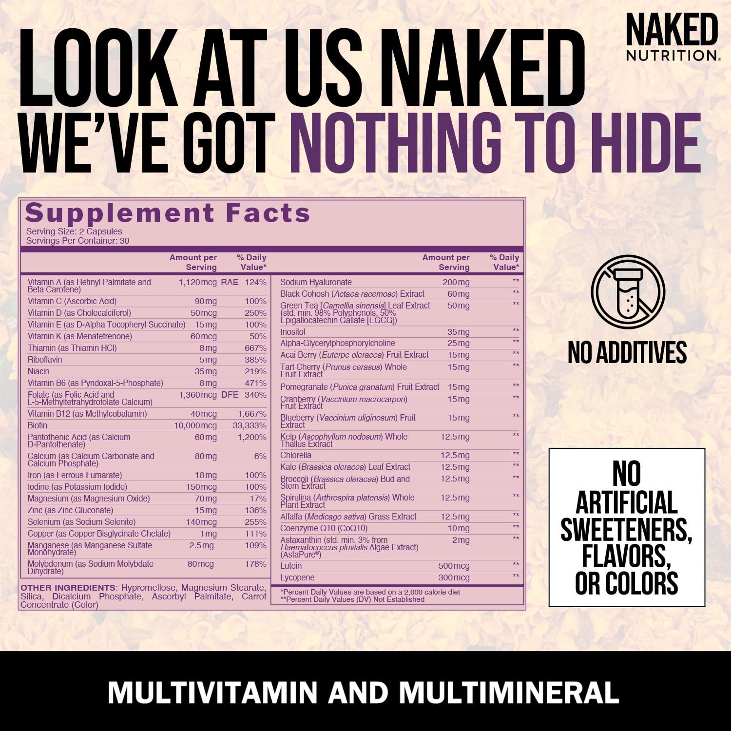 NAKED Women's Multivitamins 60 Capsules back view