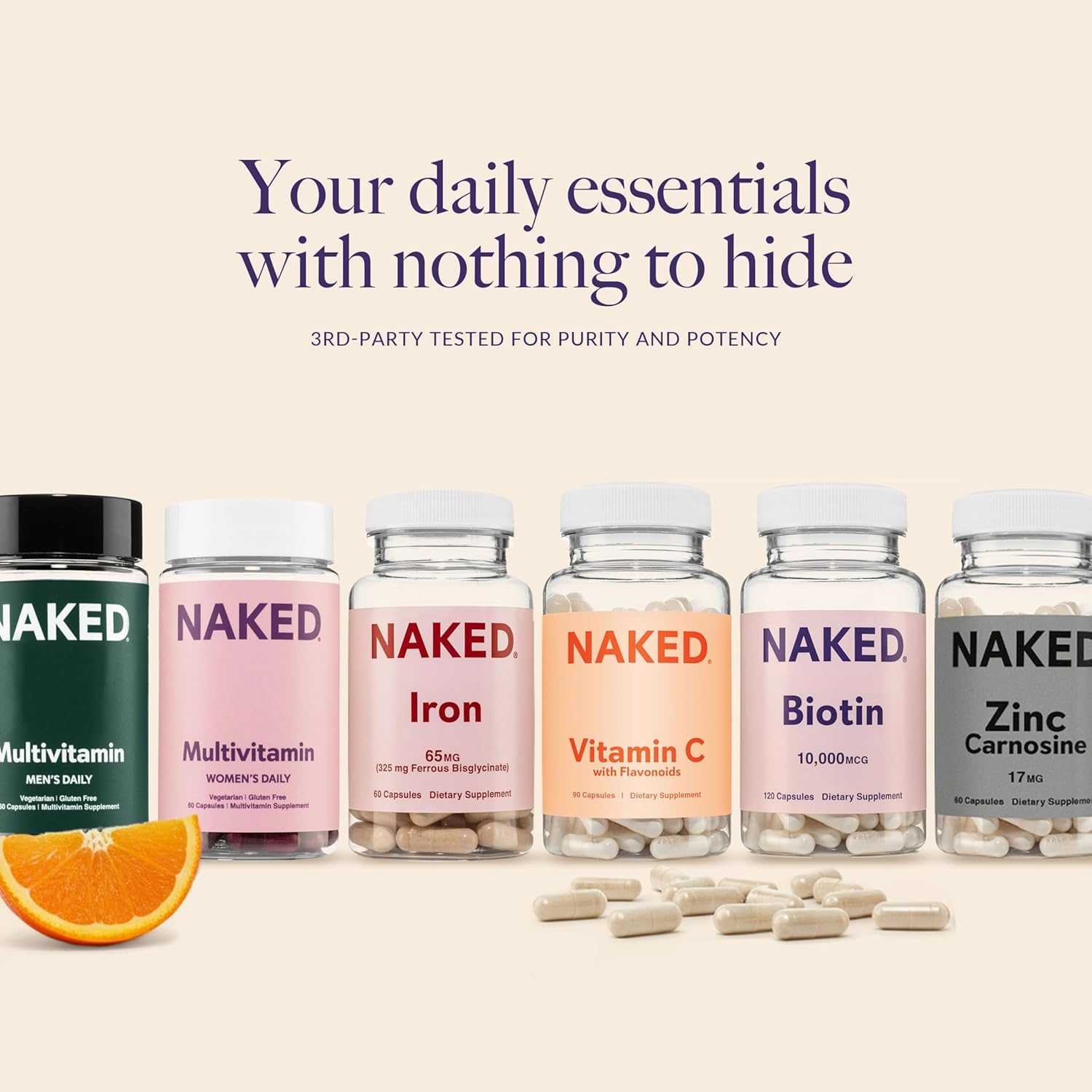 NAKED Women's Multivitamins 60 Capsules opened bottle