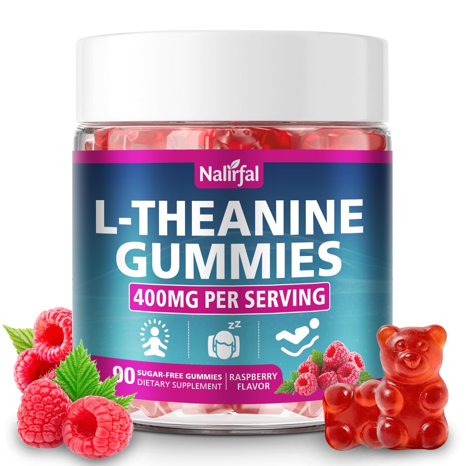 Nalirfal L-Theanine Gummies 400mg with Ashwagandha front view