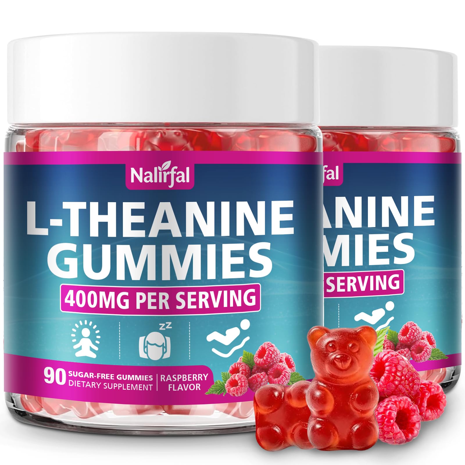 Nalirfal L-Theanine Gummies 400mg with Ashwagandha front view