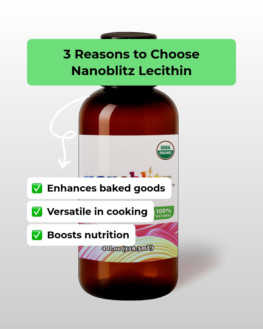 Nanoblitz Liquid Sunflower Lecithin 150g packaging side view