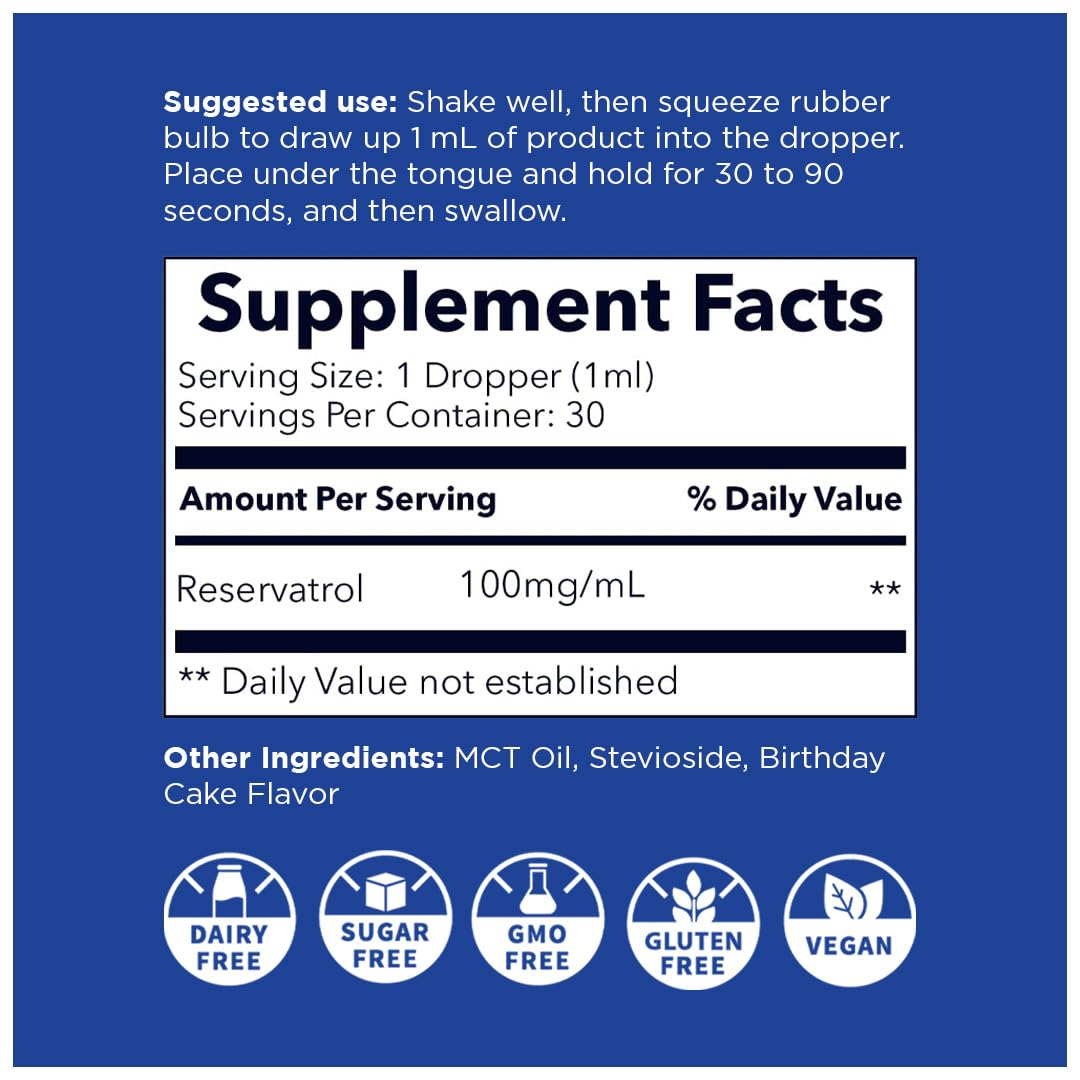 Nanoceutical Solutions Resveratrol Liquid Supplement 100mg side view