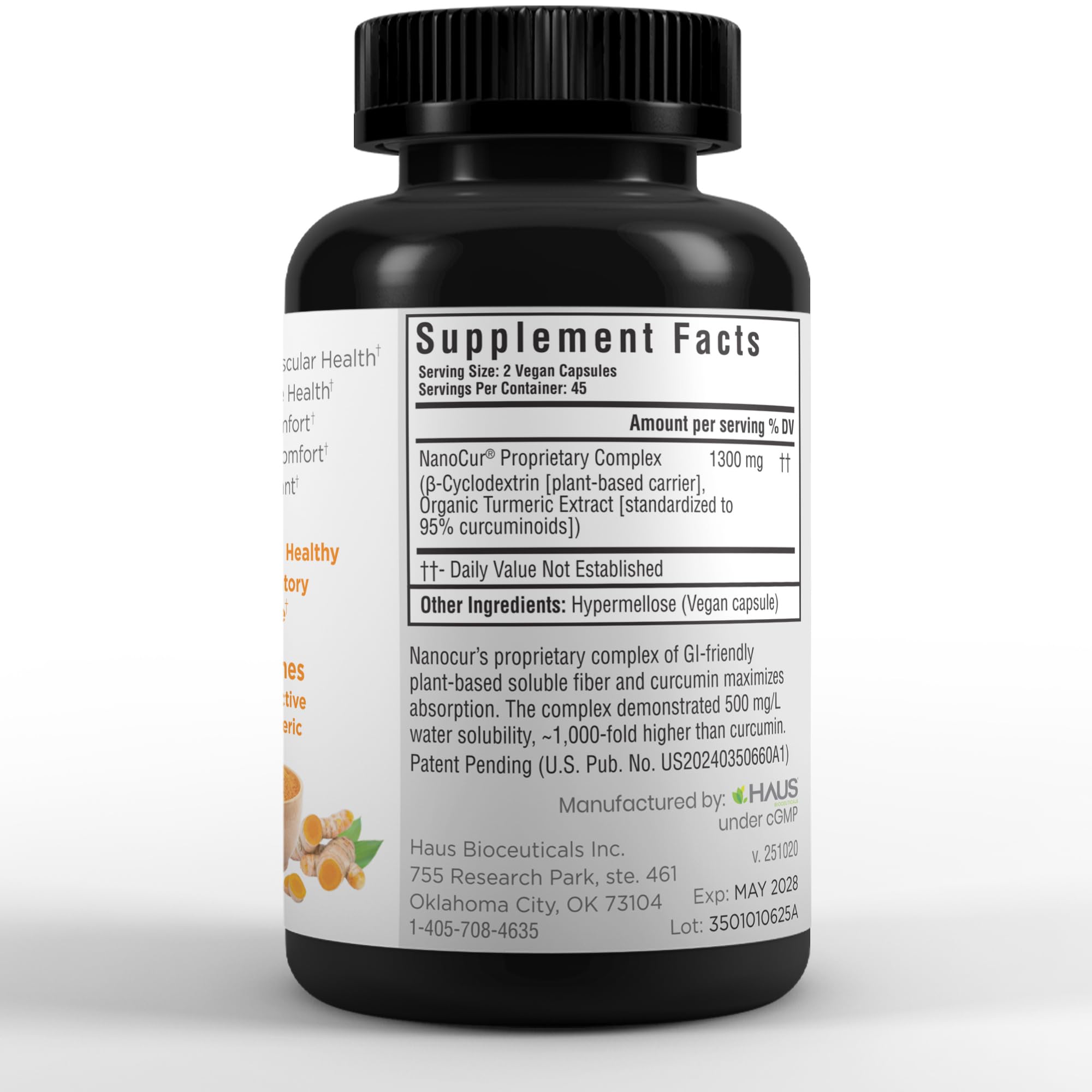Nanocur Curcumin Supplement 100g capsule close-up