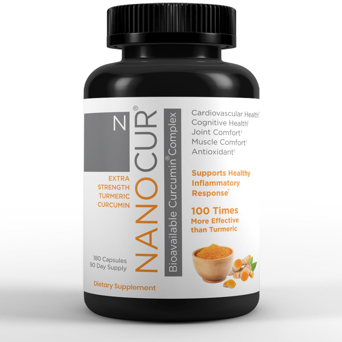 Nanocur Curcumin Supplement 90 Capsules front view