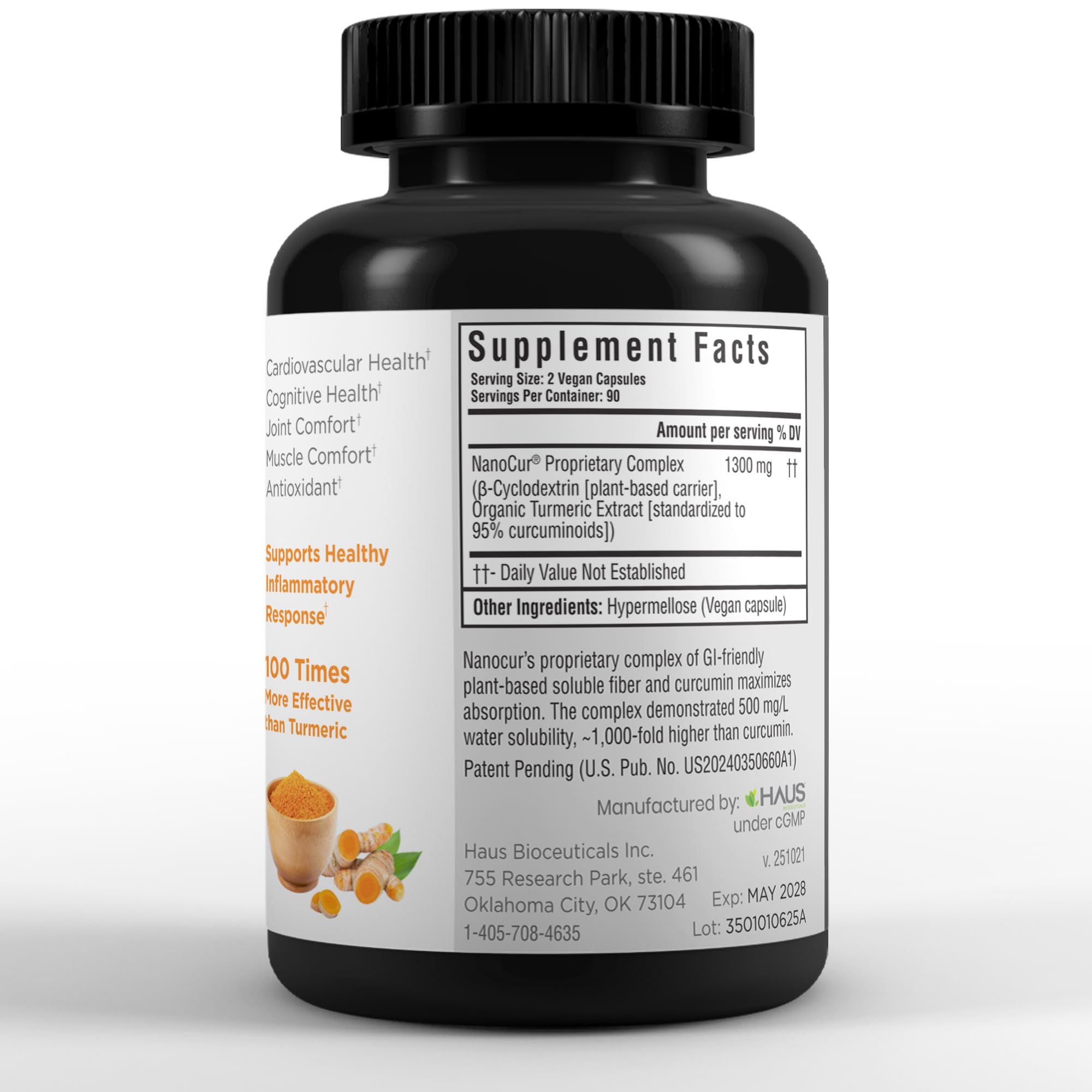 Nanocur Curcumin Supplement capsules in hand