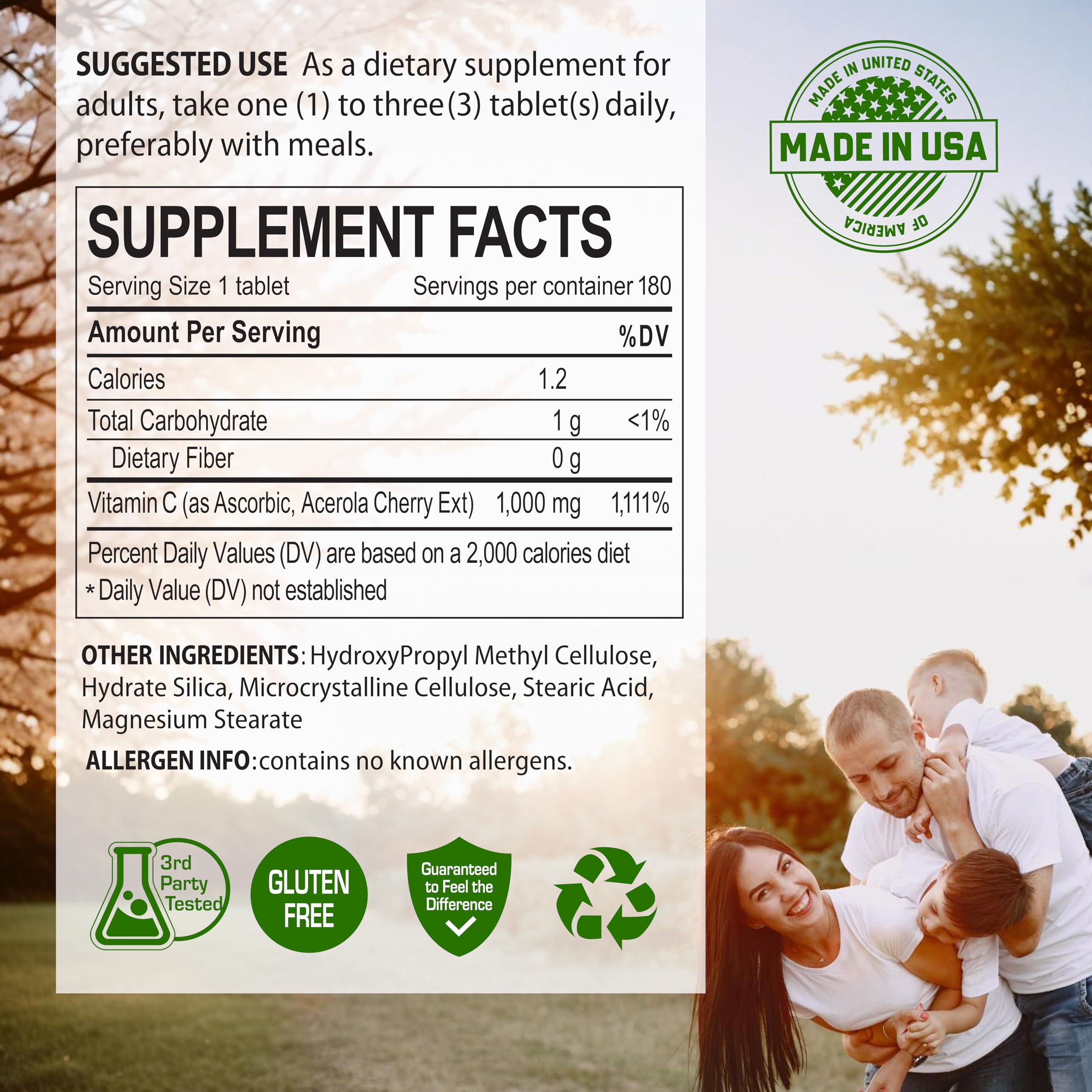 NANOWELL Vitamin C Supplement 1000mg capsules in a glass