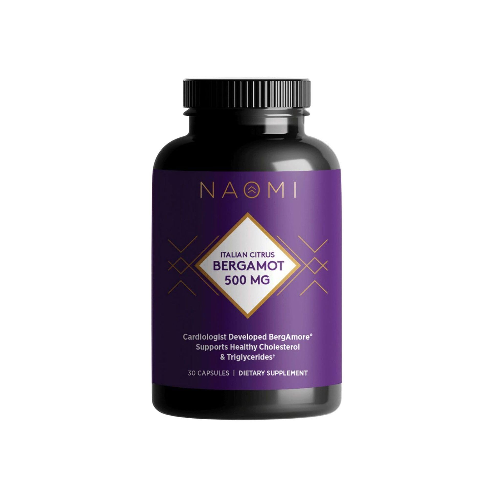 NAOMI BergAmore Citrus Bergamot 500mg supplement bottle front view