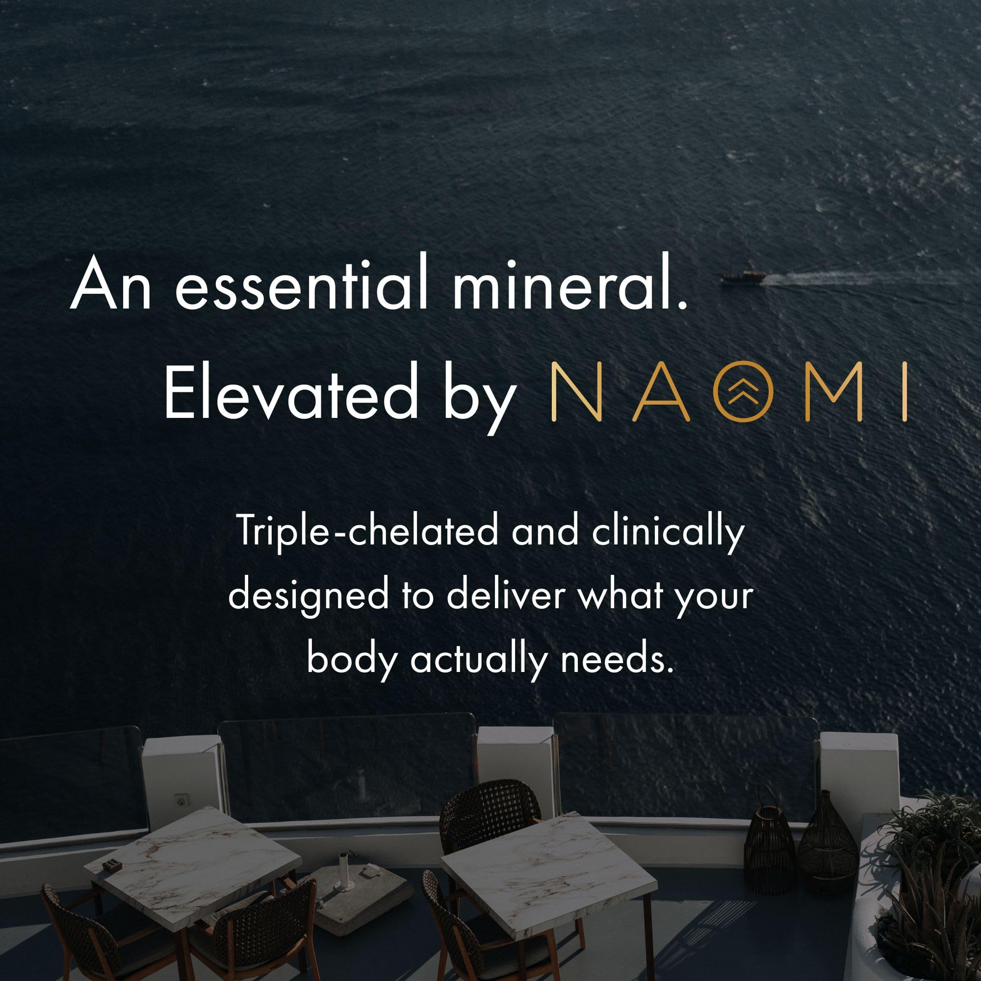 NAOMI Magnesium Glycinate supplement back view with ingredient list