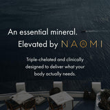 NAOMI Magnesium Glycinate supplement back view with ingredient list