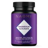NAOMI Magnesium Glycinate supplement front view with packaging