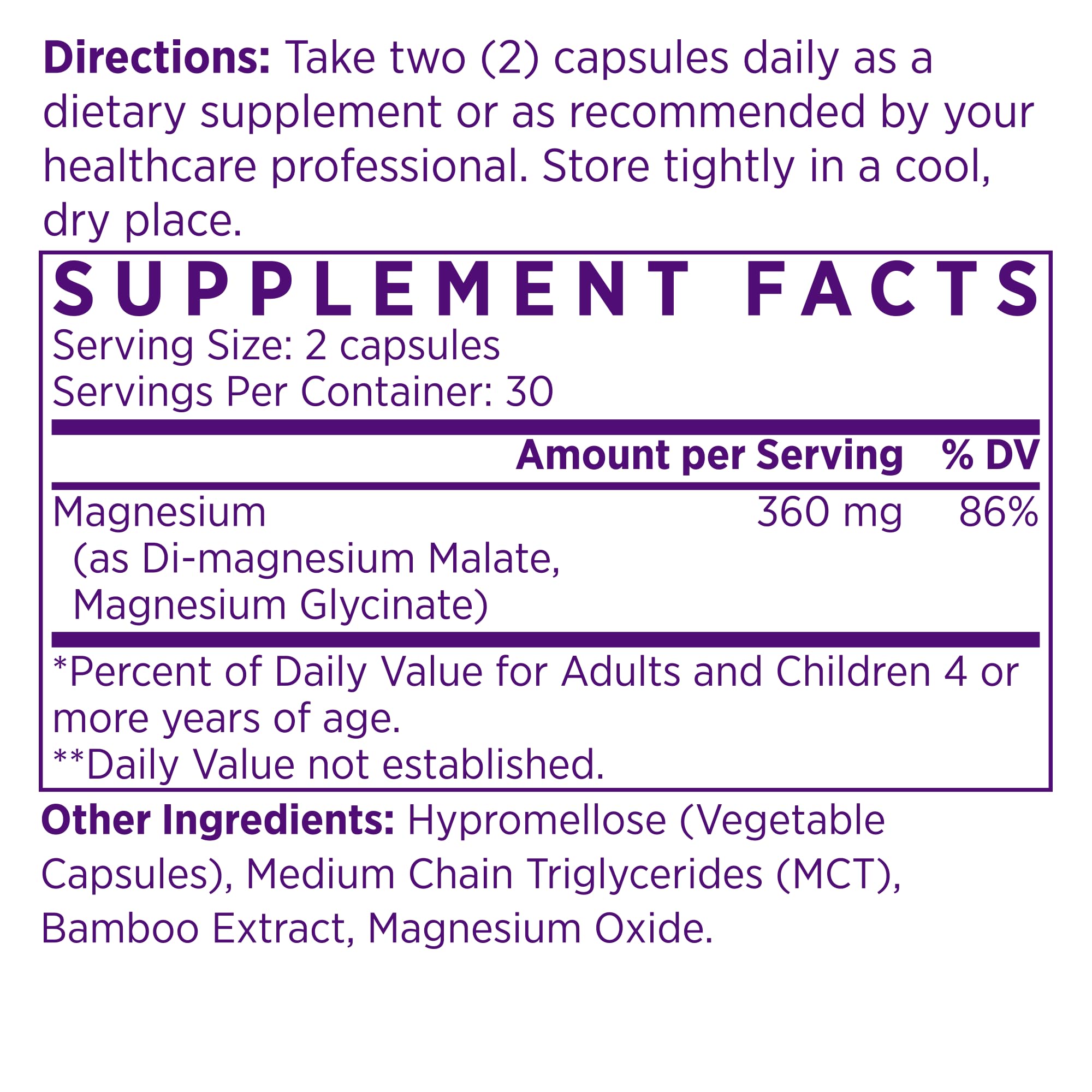 NAOMI Magnesium Supplement 360mg side view of capsules