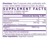 NAOMI Magtein 2000mg magnesium L-threonate capsules back view