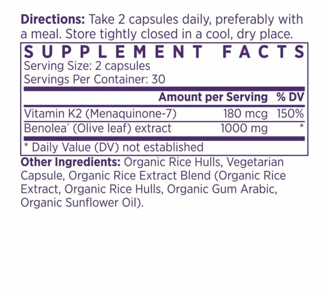 NAOMI Olive Leaf Extract with Vitamin K2 capsules close-up