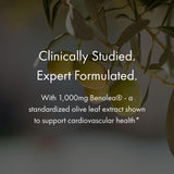 NAOMI Olive Leaf Extract with Vitamin K2 capsules on a wooden table
