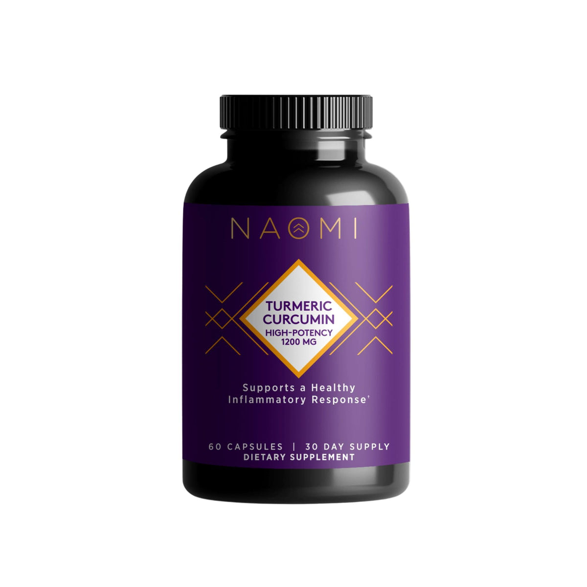 NAOMI Turmeric Supplement 1200mg front view with 60 capsules