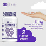 NAPSOMNIA Melatonin Capsules 3mg back view of packaging