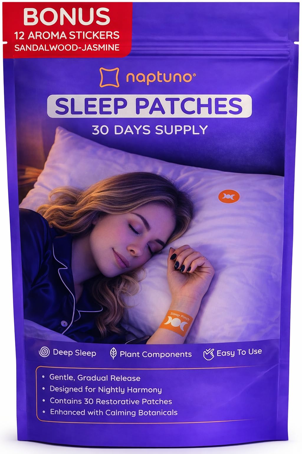 Naptuno Lunar Lavender Sleep Patches front view with packaging