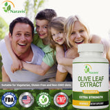 Naravis Olive Leaf Extract capsules with a measuring spoon