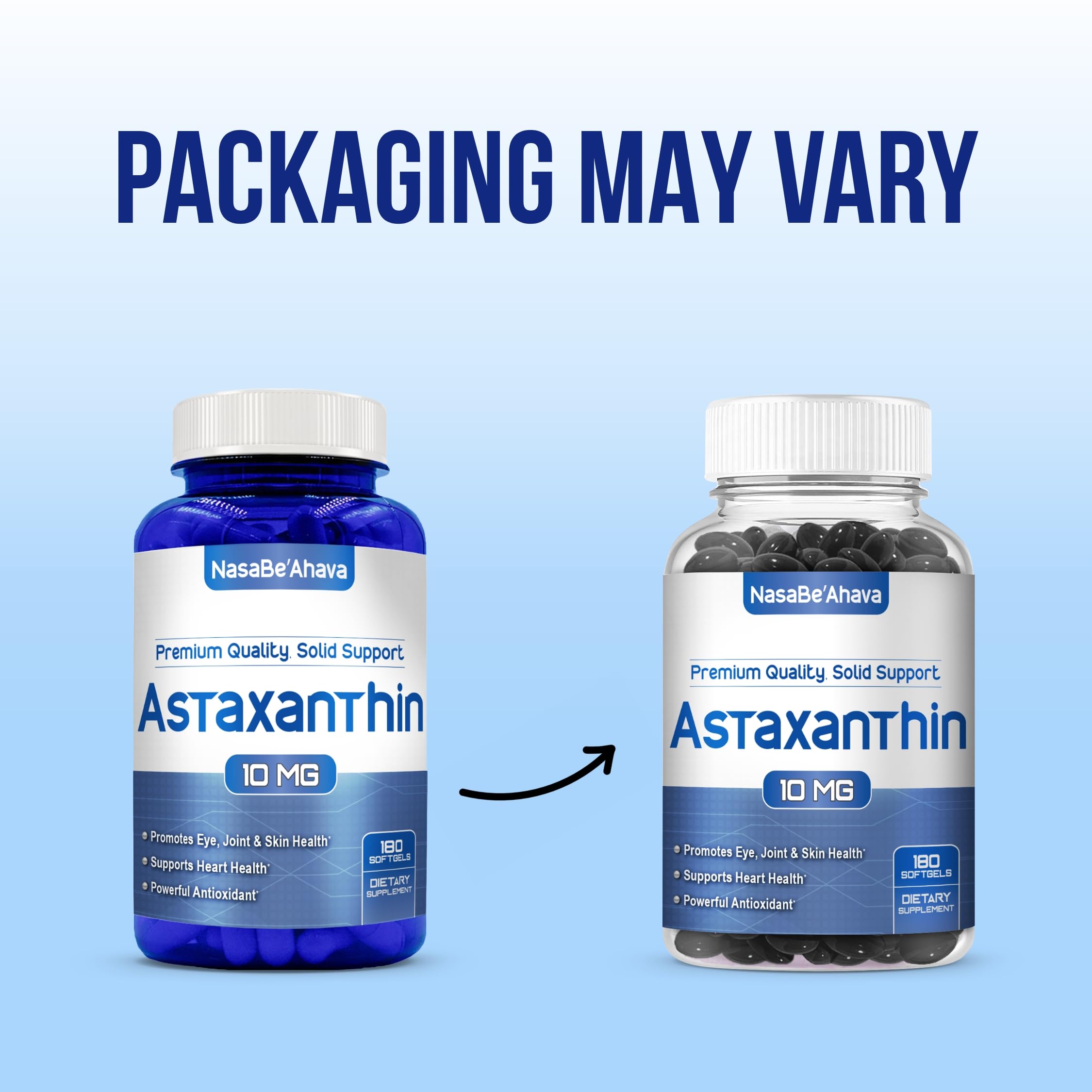 NasaBeahava Astaxanthin Supplement bottle side view