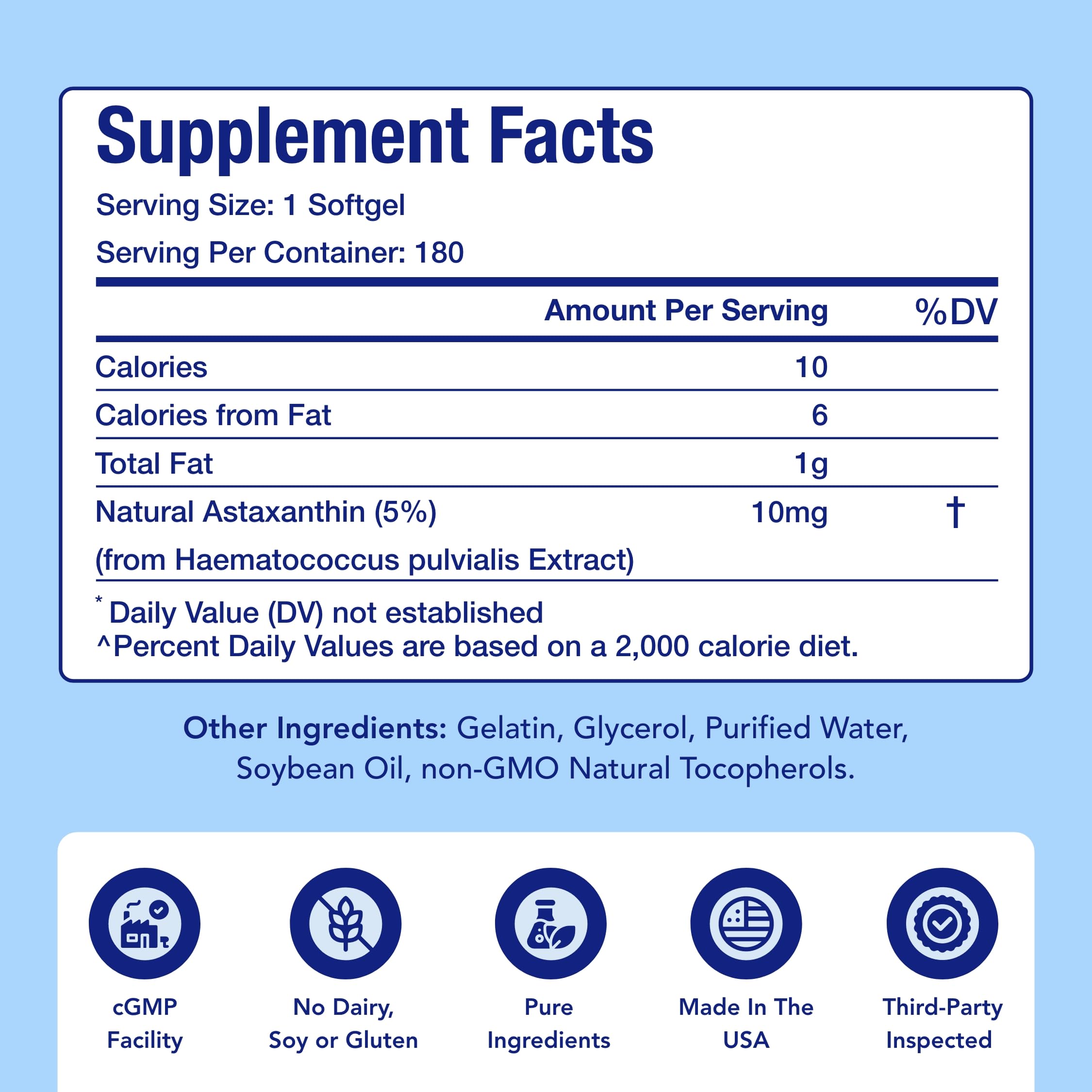NasaBeahava Astaxanthin Supplement ingredients list