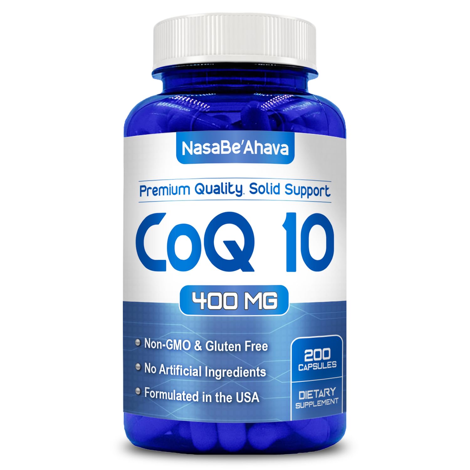 NasaBeahava CoQ10 400mg Capsules bottle front view