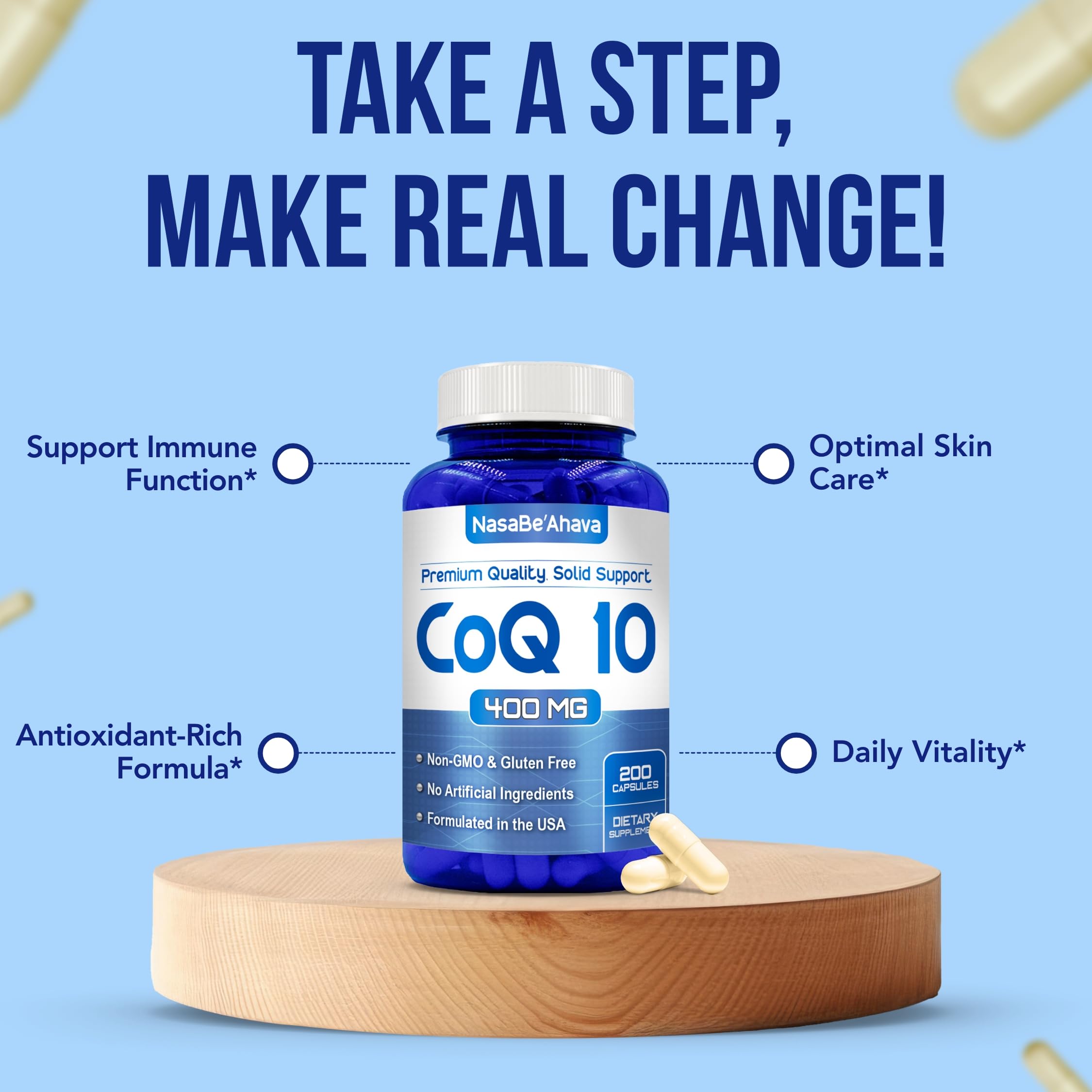 NasaBeahava CoQ10 400mg Capsules close-up of capsules